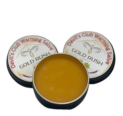 Gold Rush Honey Devil's Club Warming Balm tube ready for fast topical warmth and comfort.