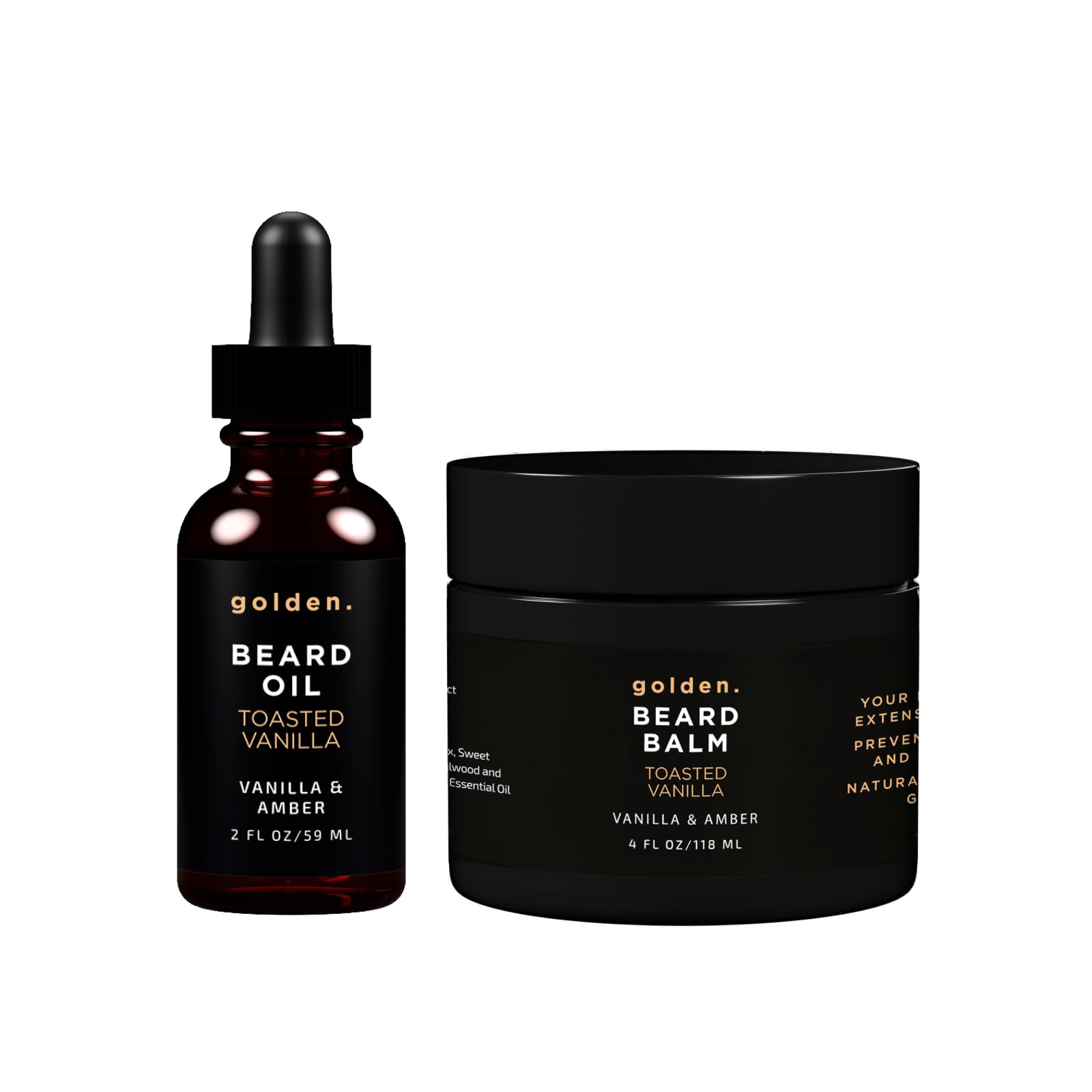 Golden Grooming Beard Bundle bottle with toasted vanilla scent for daily conditioning.