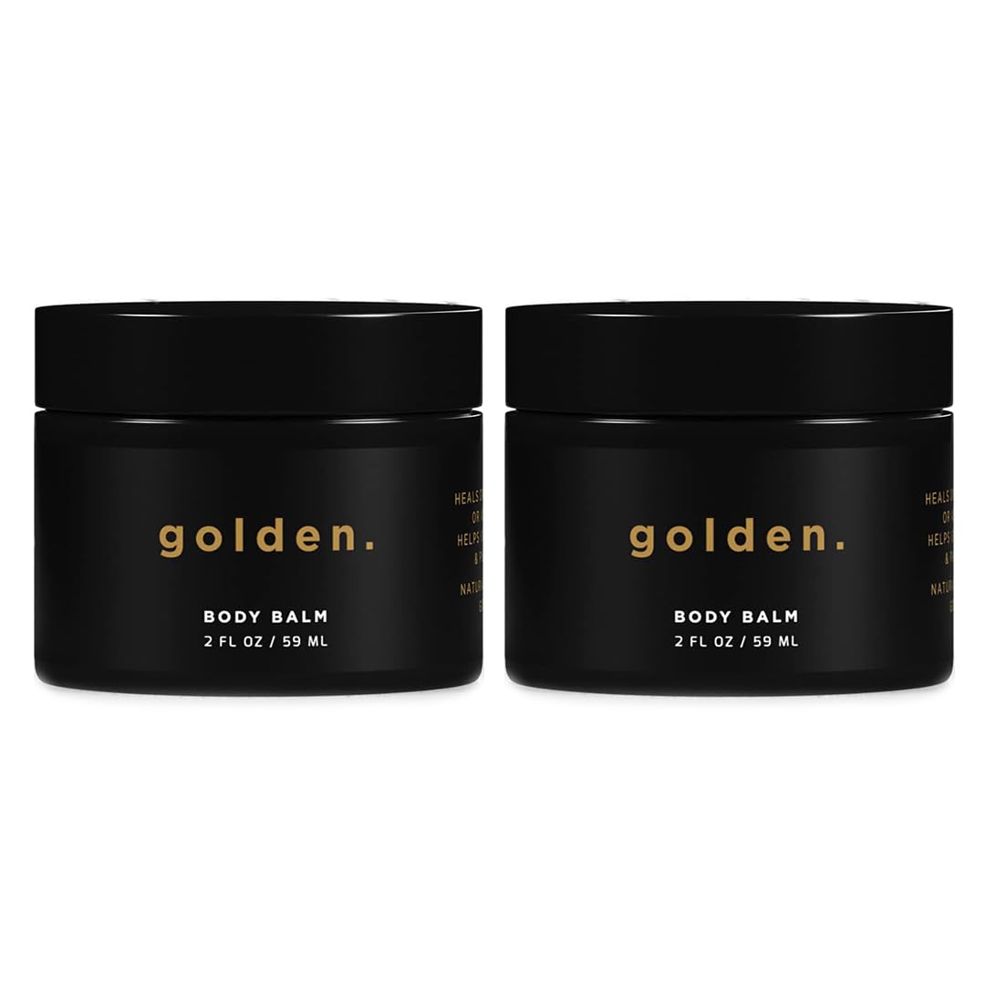 Golden Grooming Co. men's body balm 2-pack packaging showcases convenient duo for daily care.