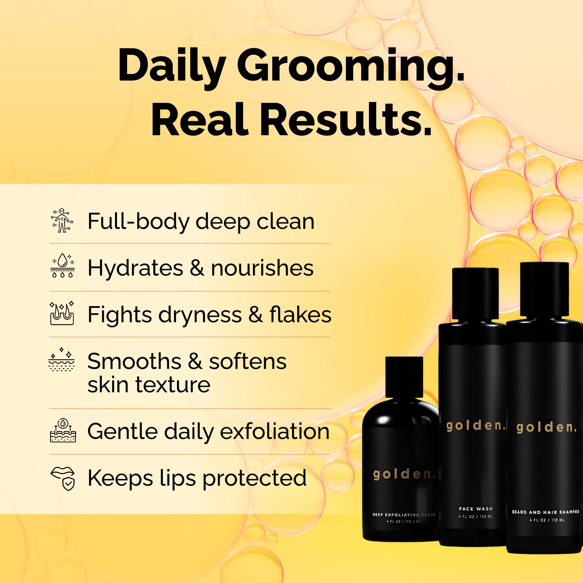 Golden Grooming The Unbearded Bundle beard and hair shampoo smooths strands and reduces frizz