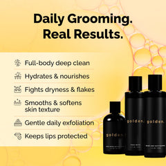 Golden Grooming The Unbearded Bundle beard and hair shampoo smooths strands and reduces frizz