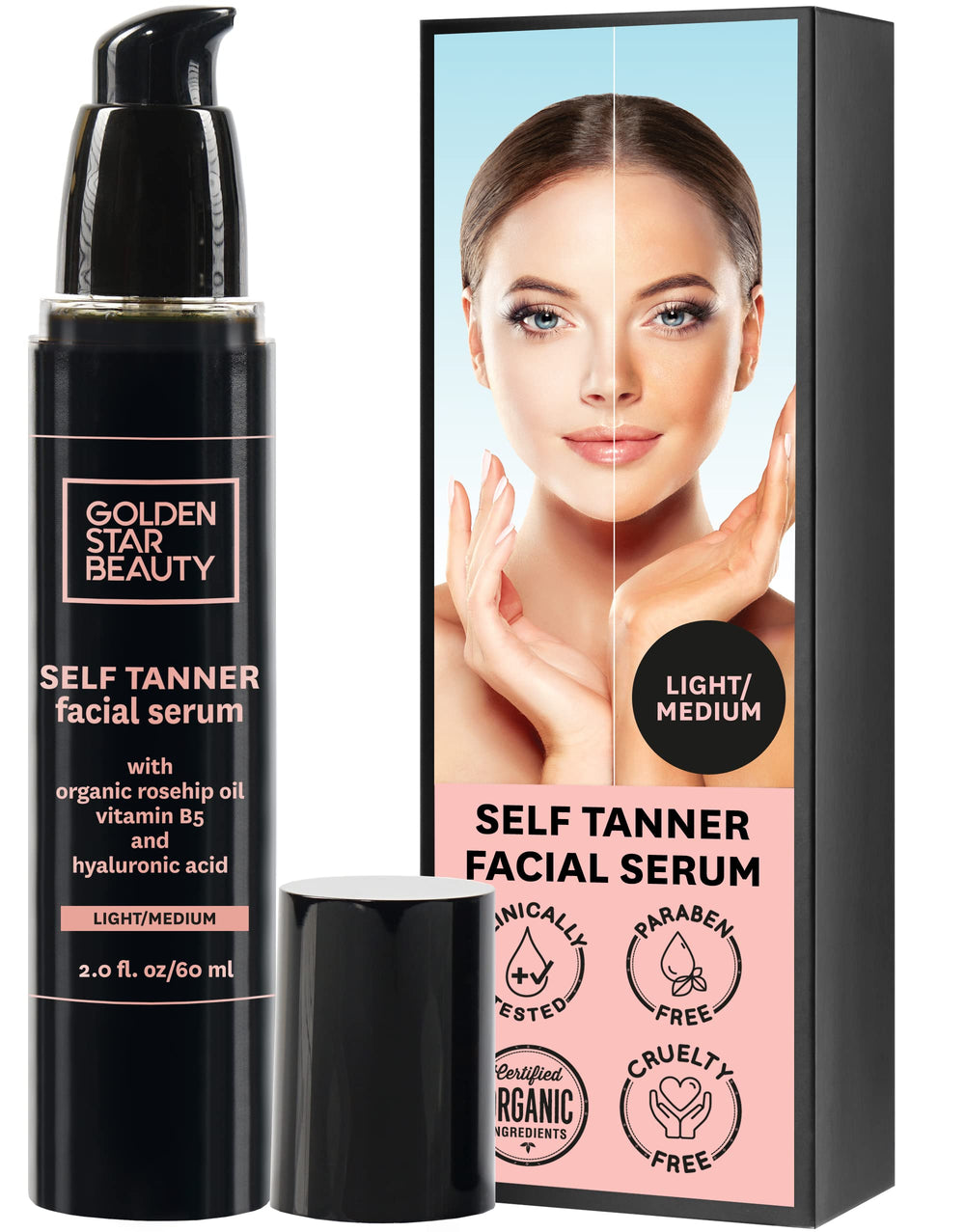 Golden Star Beauty Face Tanner bottle front showing a natural sunless tan option.