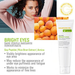 GOLDFADEN MD Bright Eyes ingredients list highlighting soy peptide and arnica.