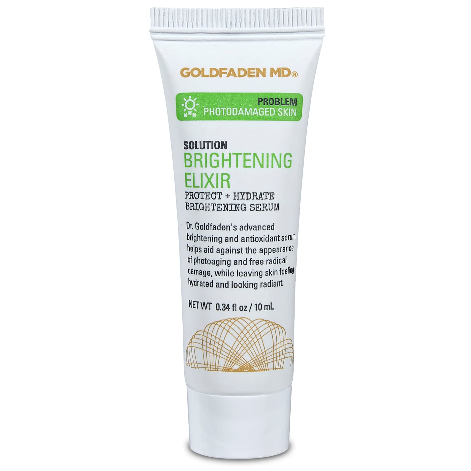 Goldfaden MD Brightening Elixir bottle close-up for radiant, even skin