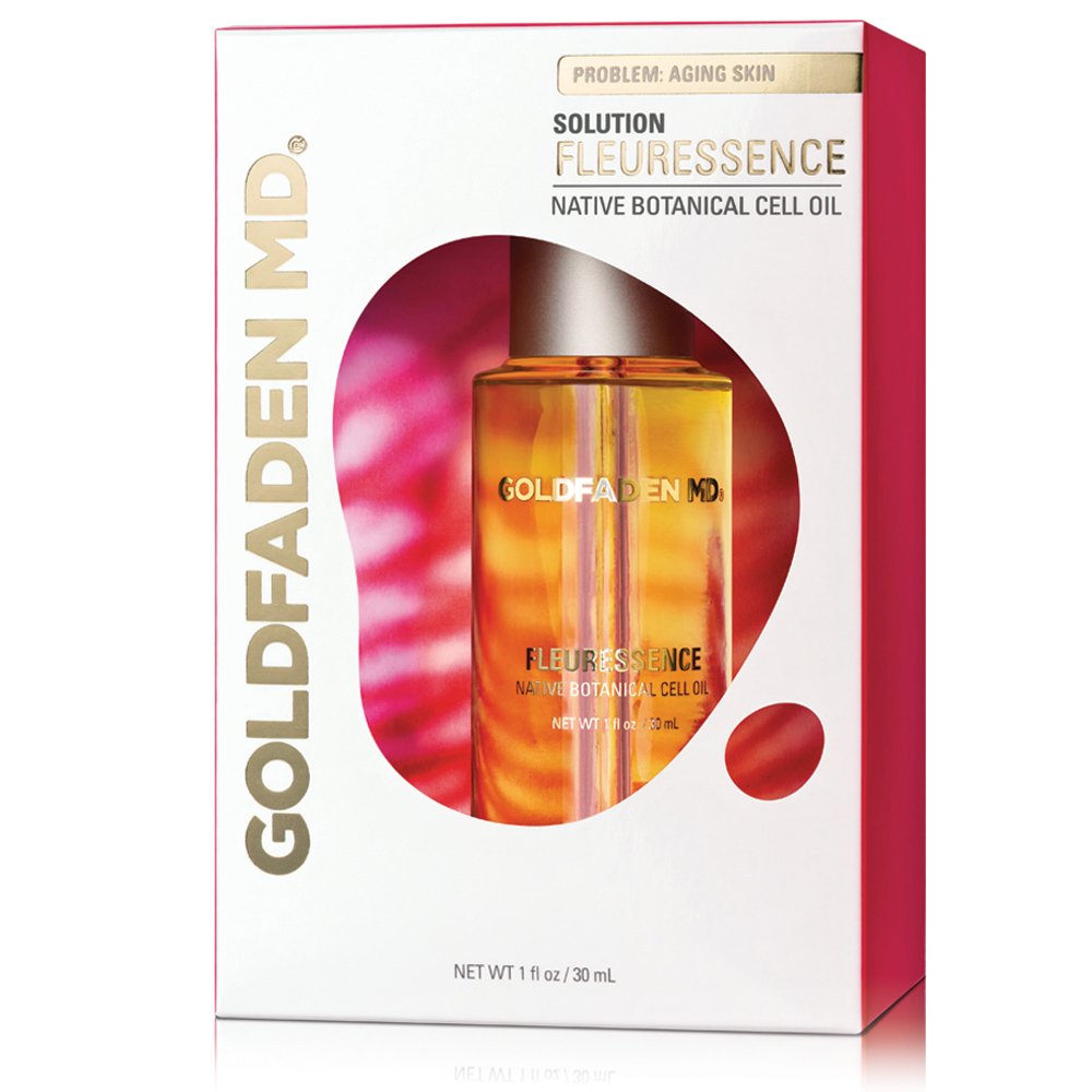 GOLDFADEN MD Fleuressence bottle showcases hydration-ready formula for smoother skin.