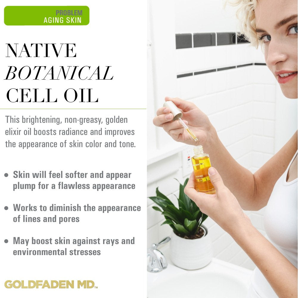 GOLDFADEN MD Fleuressence bottle pour demonstrates easy, even product application.