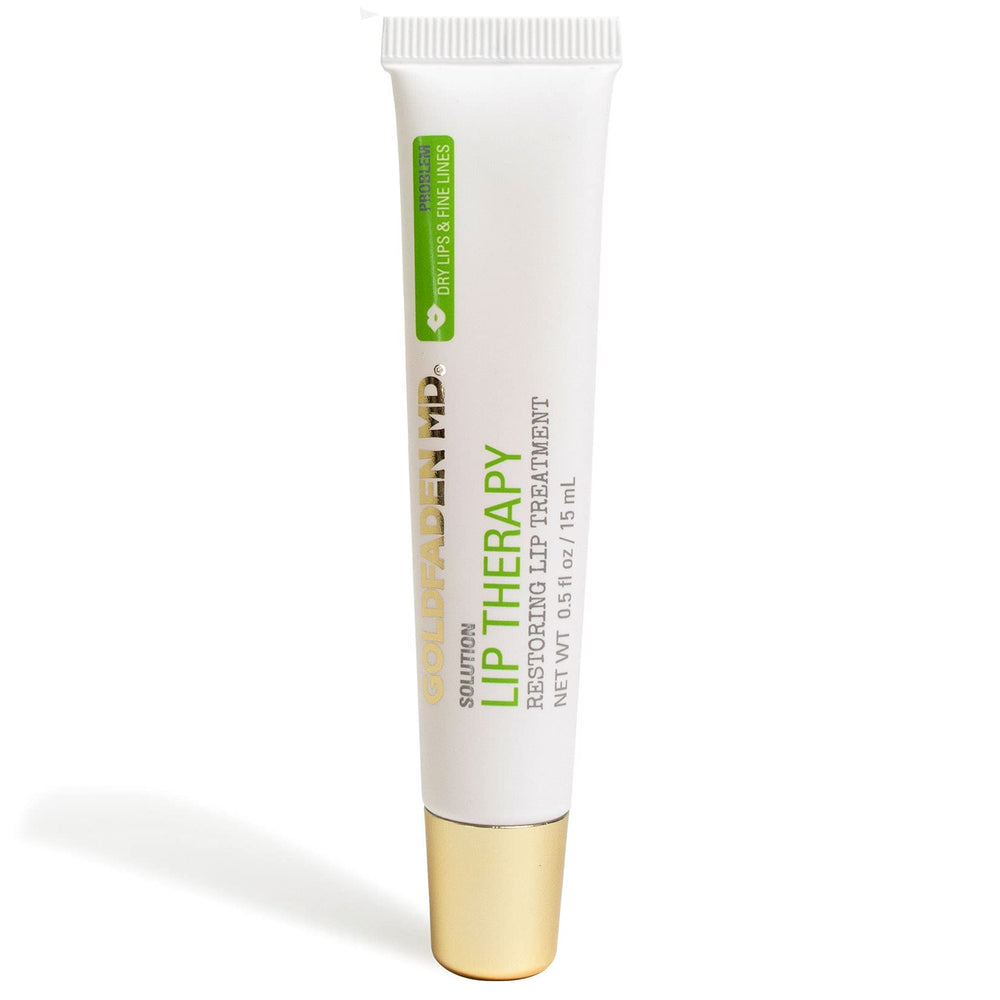 Goldfaden MD Lip Therapy bottle delivering rich hydration to lips.