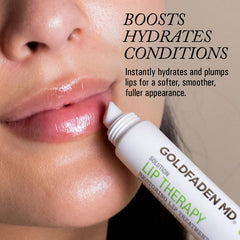 Goldfaden MD Lip Therapy on lips showing nourishing formula for comfort