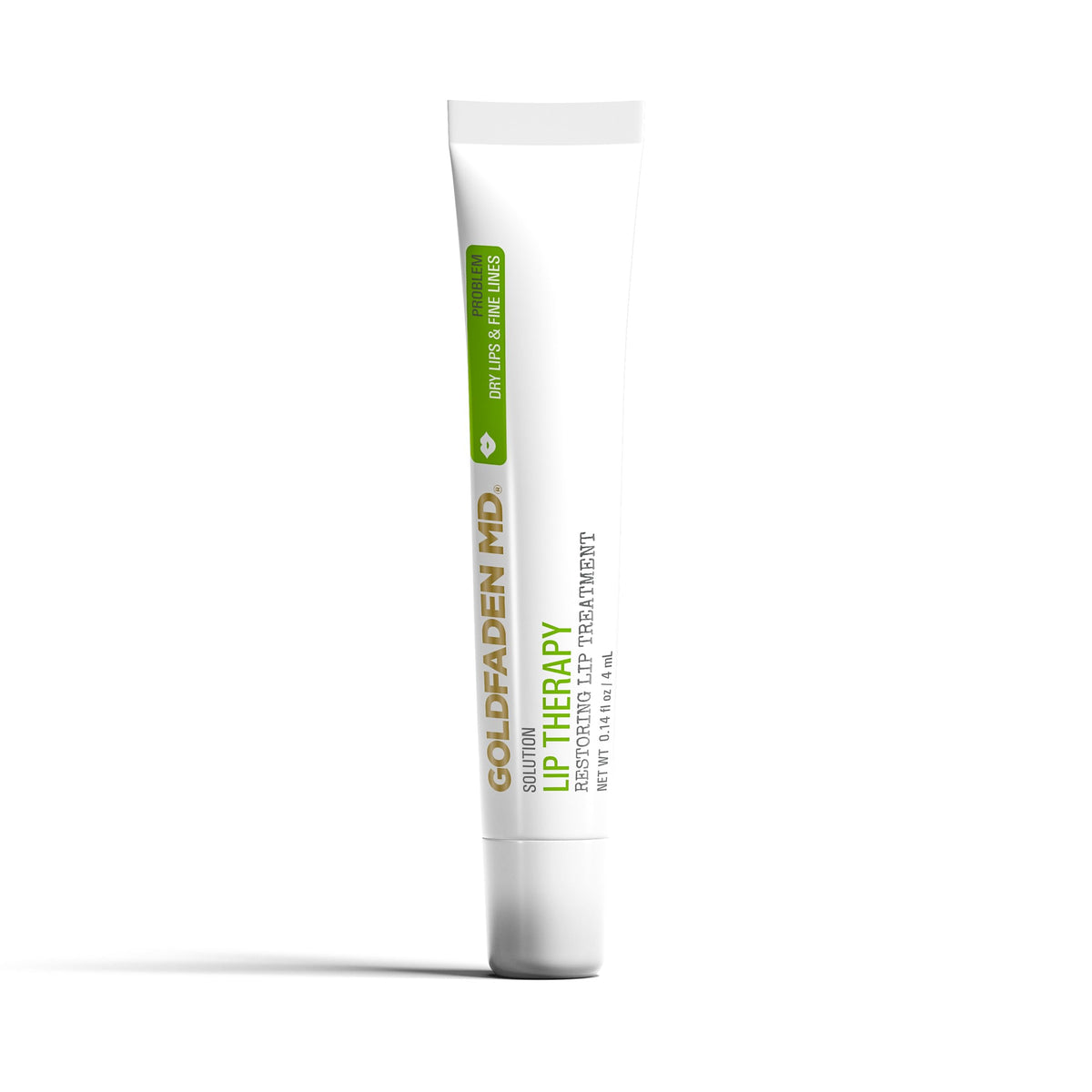 Goldfaden MD Lip Therapy tube being applied for instant hydration