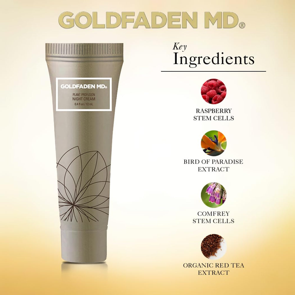 Close-up texture of GOLDFADEN MD Plant Profusion night cream highlighting rich hydration