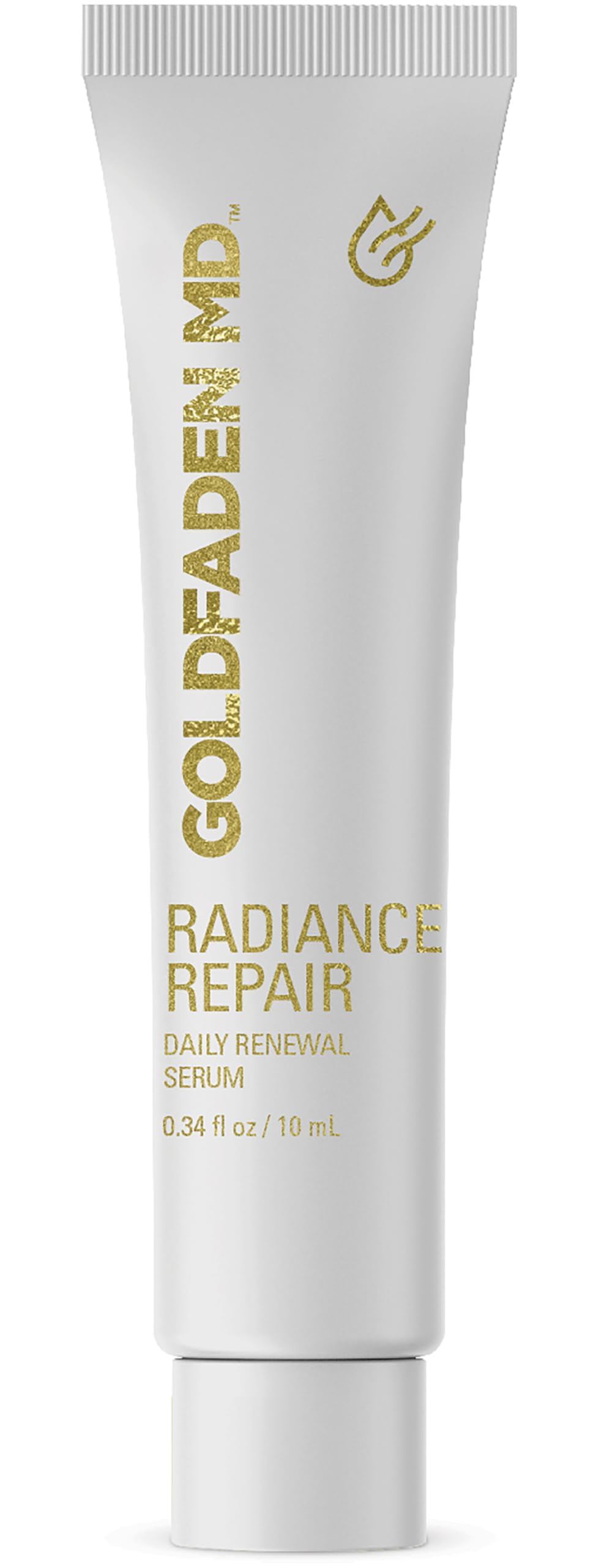 GOLDFADEN MD Radiance Repair serum bottle closeup highlighting nourishing oils for radiant skin.