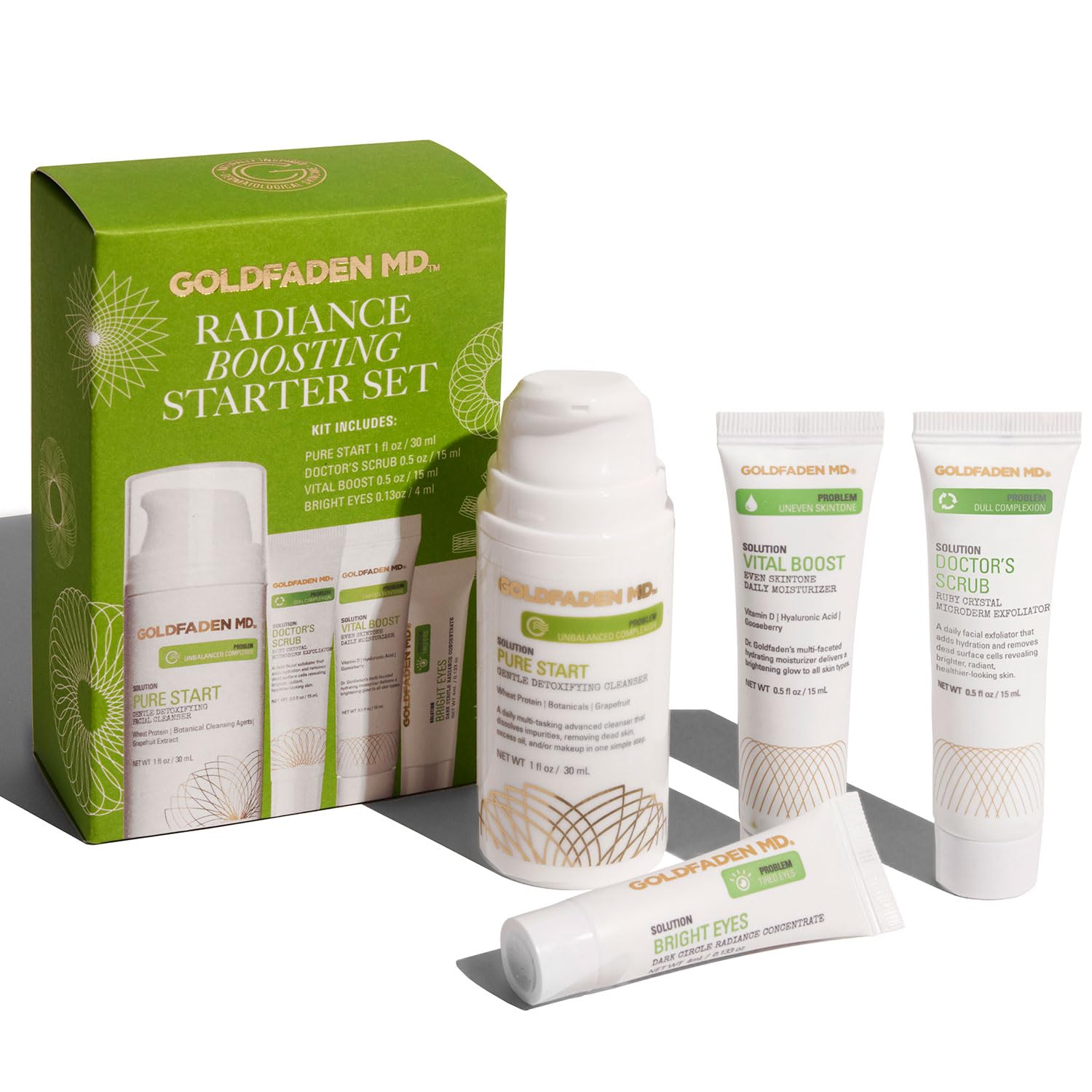 Goldfaden MD Radiance-Boosting Starter Set ruby crystals exfoliation for brighter skin