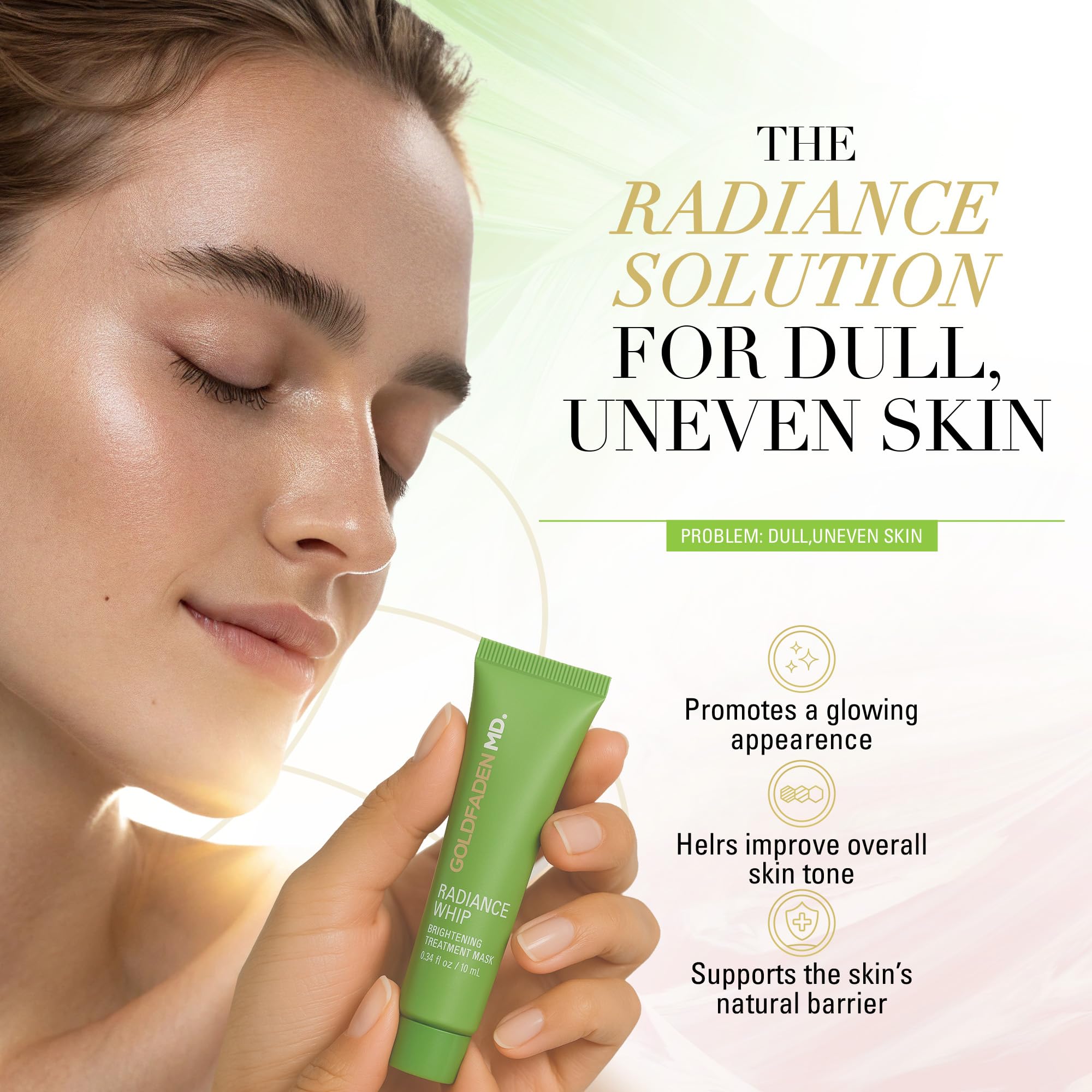 Goldfaden MD Radiance Whip mask moisture nourishes skin for a dewy, refreshed look.