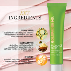 Goldfaden MD Radiance Whip mask tone-evening with peptide support.