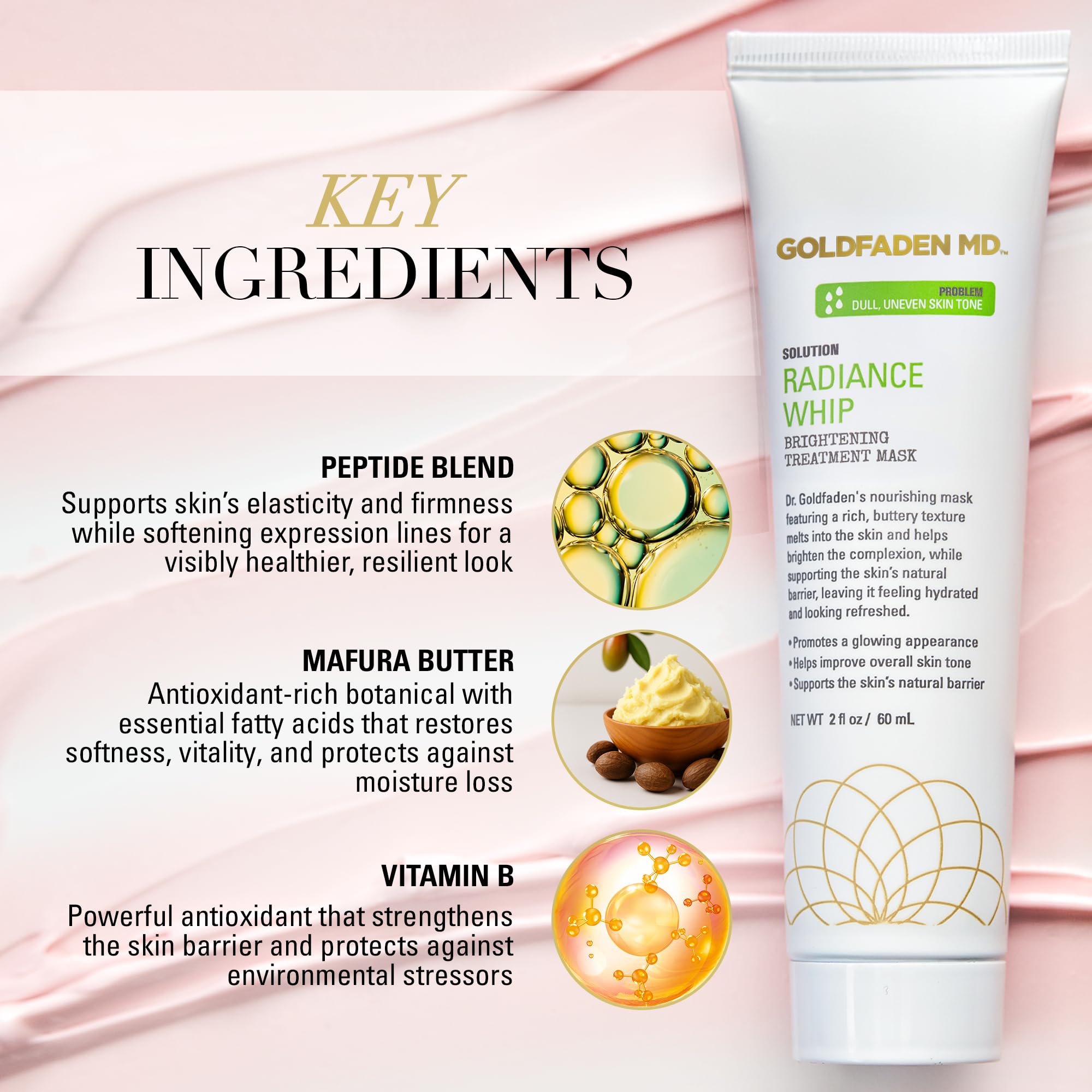 Goldfaden MD Radiance Whip texture close-up emphasizes creamy hydration