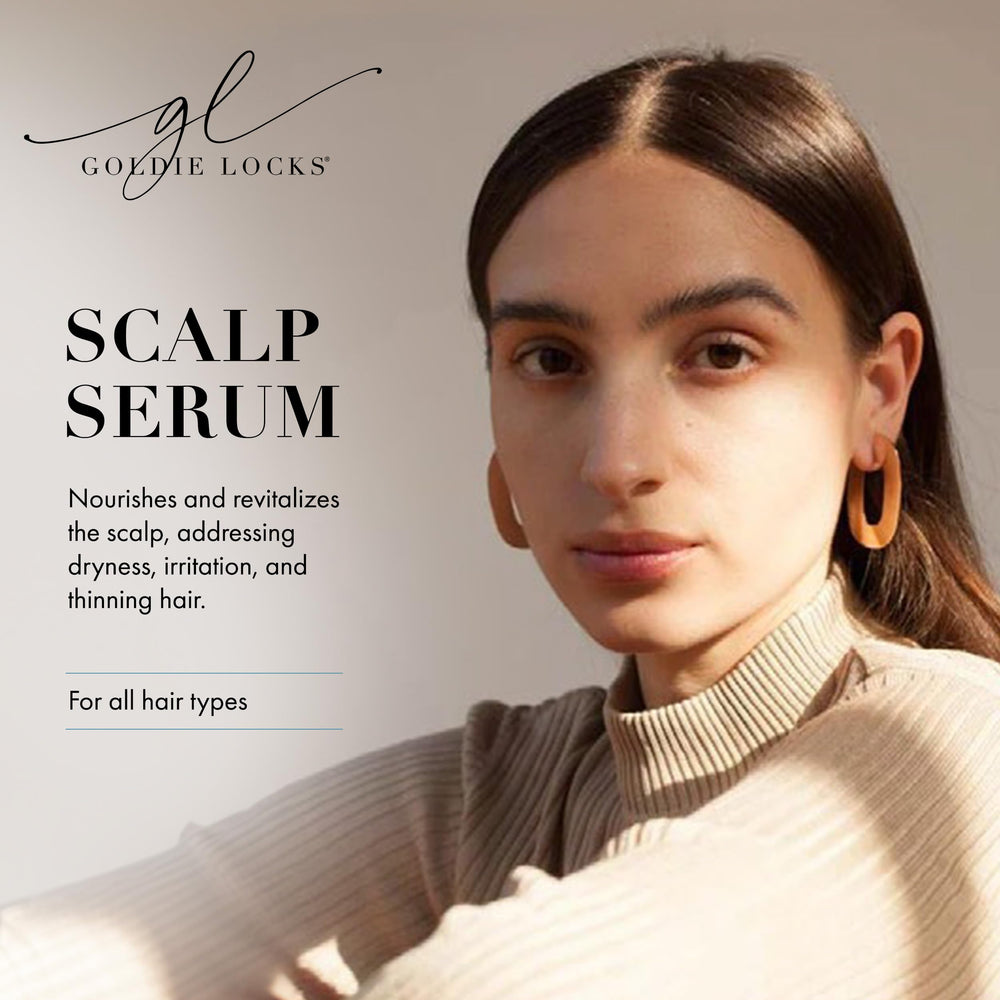 Goldie Locks Scalp Serum dropper applying serum to scalp for quick absorption