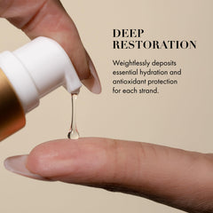 Goldie Locks serum on damp hair prepping for heat styling with ease.