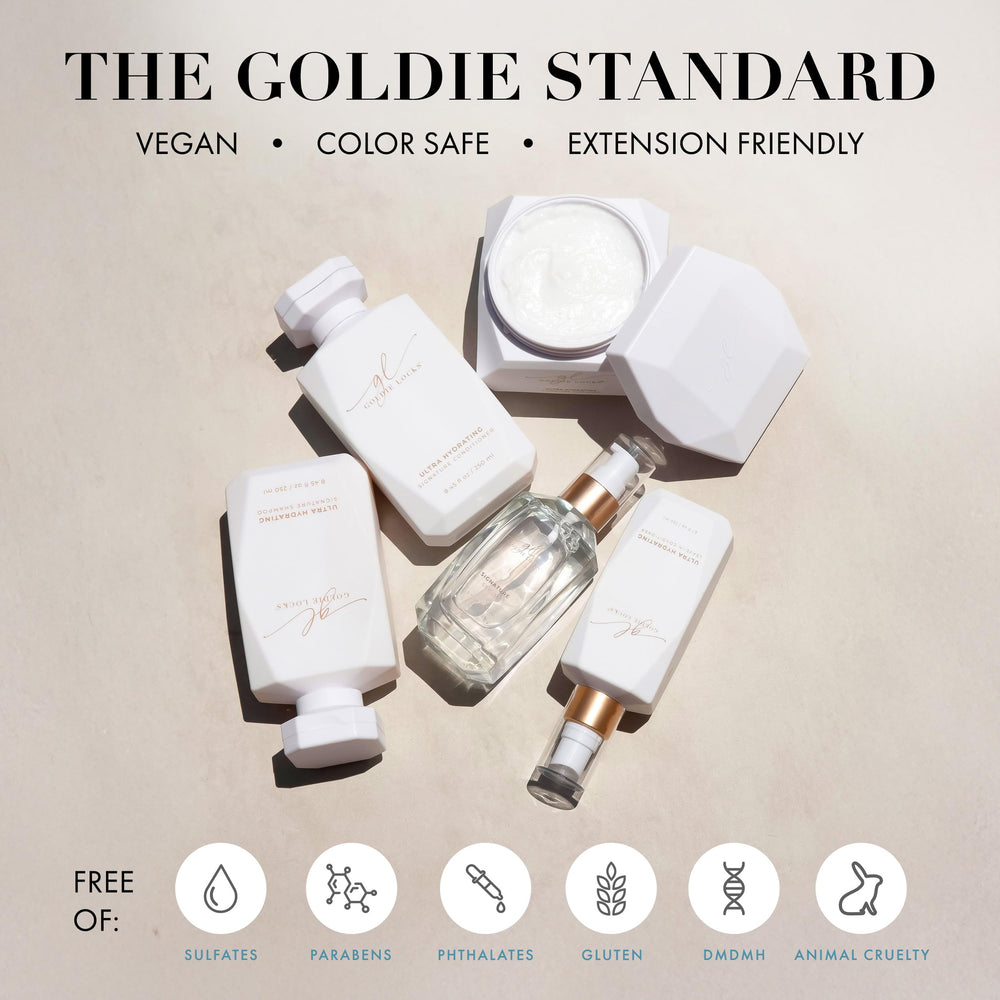 Goldie Locks Signature Serum tropical vanilla scent during styling