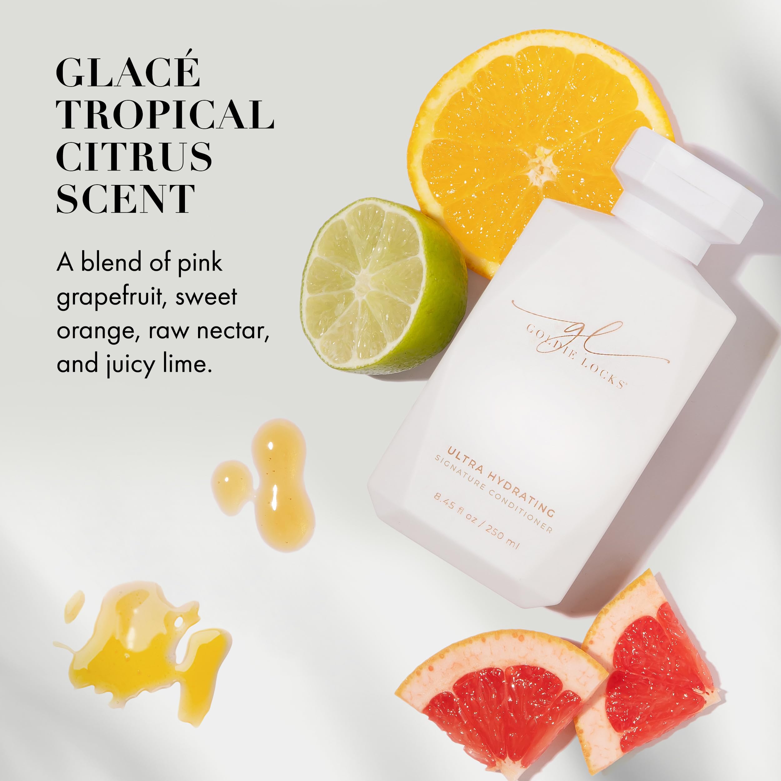 Goldie Locks close-up highlighting radiant shine and soft hair after application