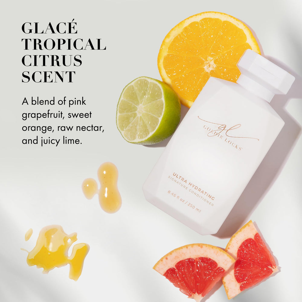 Goldie Locks close-up highlighting radiant shine and soft hair after application