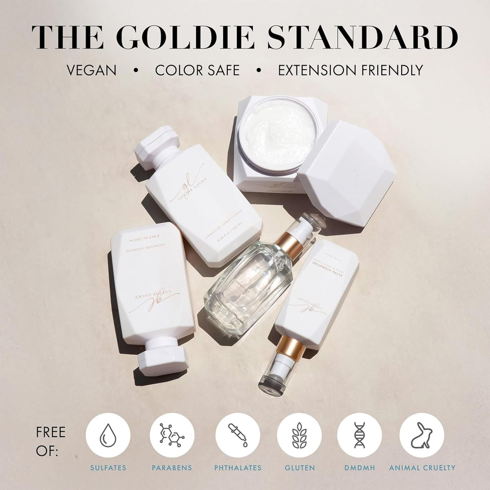 Application tips show how to use Goldie Locks conditioner on damp hair