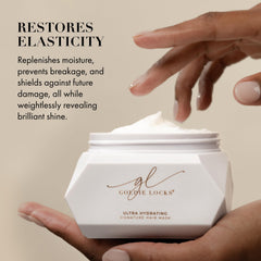 Biotin and marula oil on Goldie Locks mask image highlighting elasticity and bounce