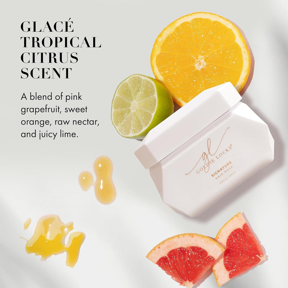 Color-safe vegan formula shown with safe extensions badge on Goldie Locks mask