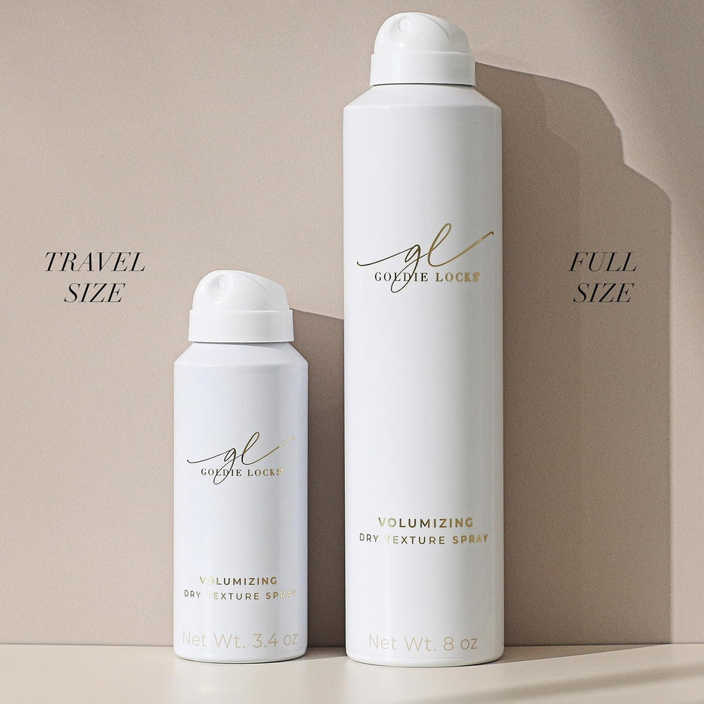 Goldie Locks Volumizing Texture Spray comes in an 8 oz bottle.