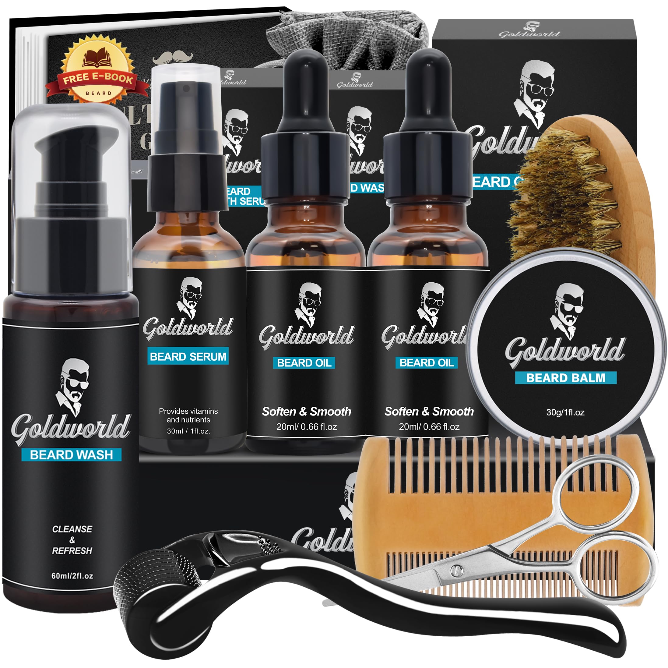 GoldWorld Beard Kit packaging view showcasing full grooming set