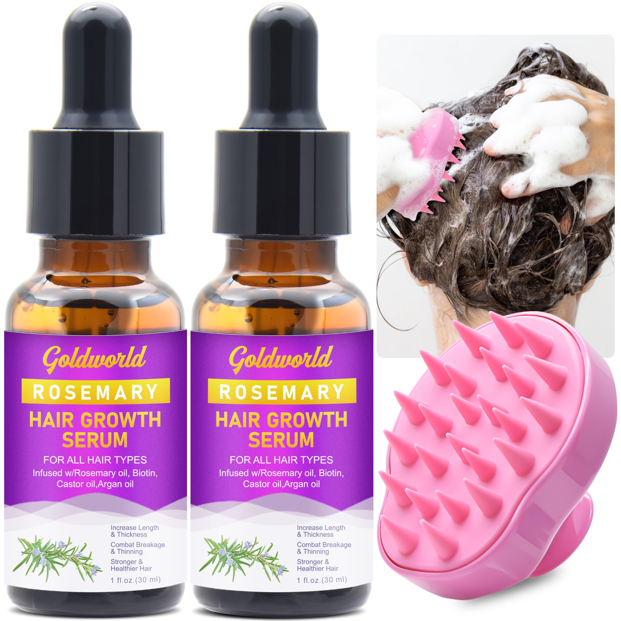 GoldWorld rosemary oil bottle supports healthier hair growth.