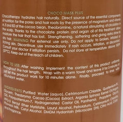 Golez Choco Mask Plus label emphasizes sulfate and paraben free formula benefits