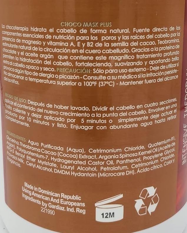 Golez Choco Mask Plus packaging displayed for all hair types intensive care