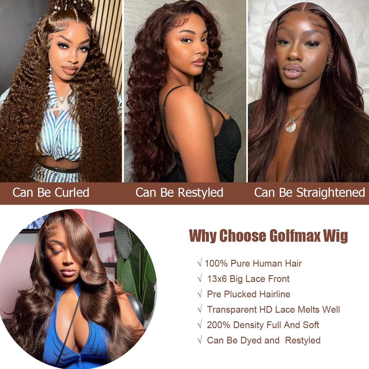 GOLFMAX 13x6 HD lace front parting area for seamless, undetectable hairline
