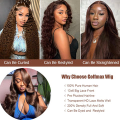 GOLFMAX 13x6 HD lace front parting area for seamless, undetectable hairline