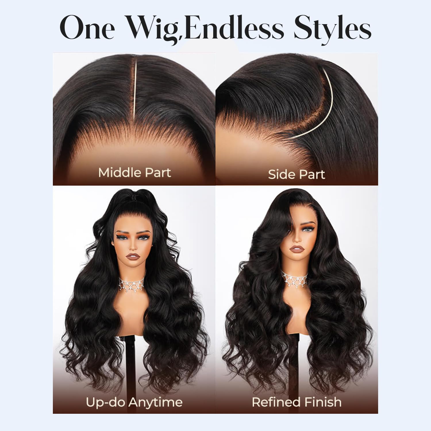 Goliahs HD transparent lace front detail provides an invisible scalp appearance.
