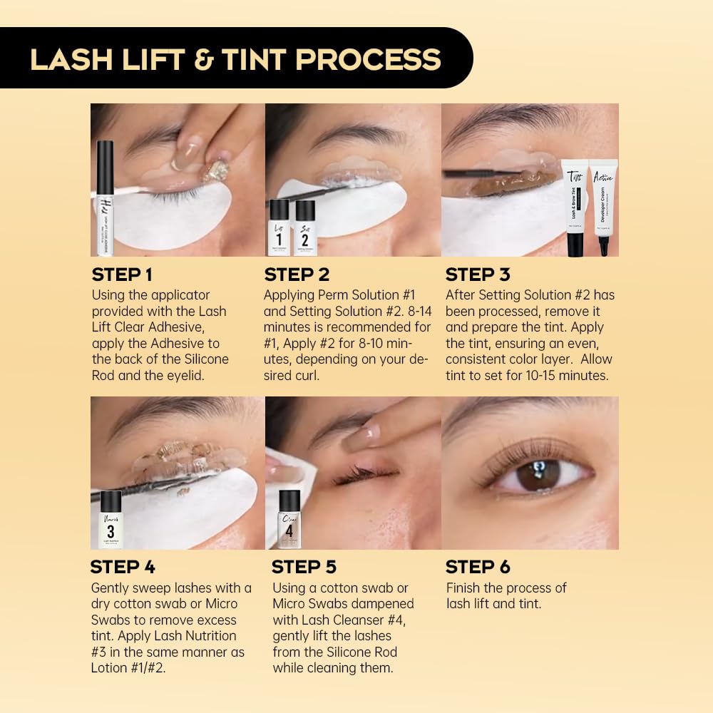 GOLLEE at-home lash lift results shown, with lifted lashes and defined brows
