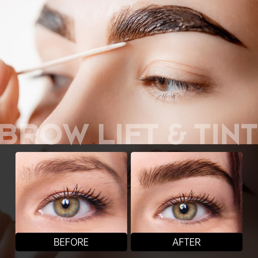 GOLLEE instruction card explains steps for safe DIY lash and brow treatment