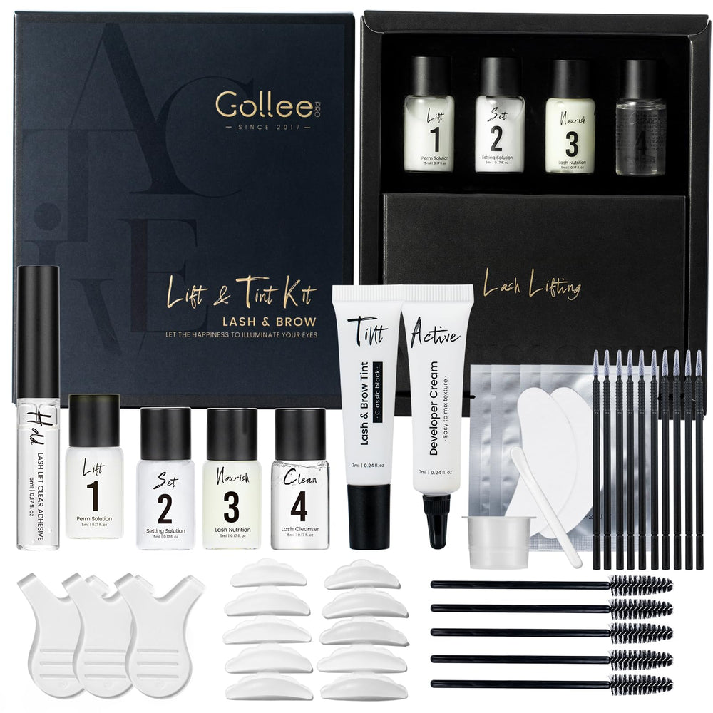 GOLLEE lash lift kit packaging shows a ready-to-use at-home solution for salon-like results