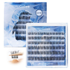 GOLLEE self-adhesive eyelash clusters closeup for a natural look.