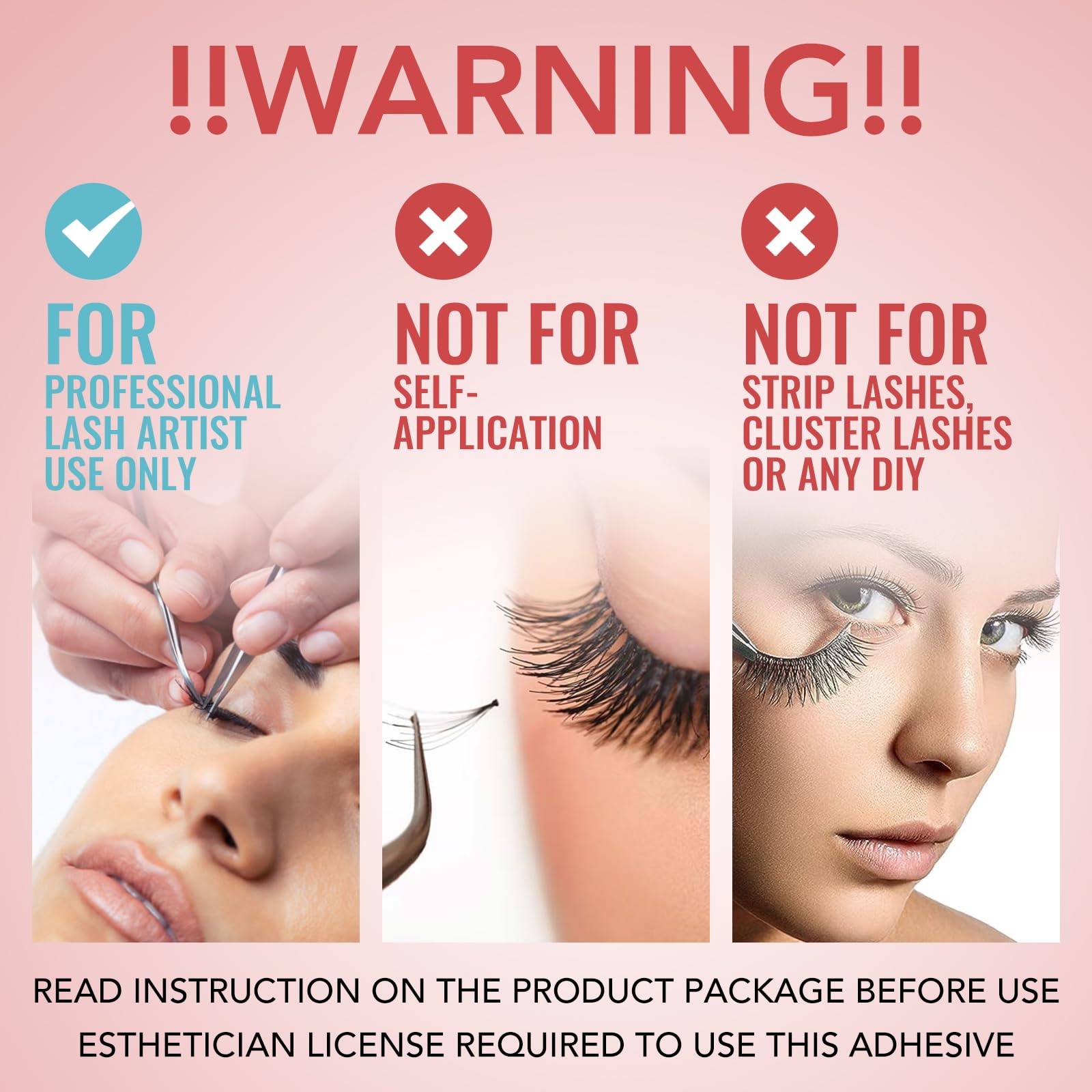 GOLLEEPRO black lash adhesive for professionals ensures a robust bond during client lashes