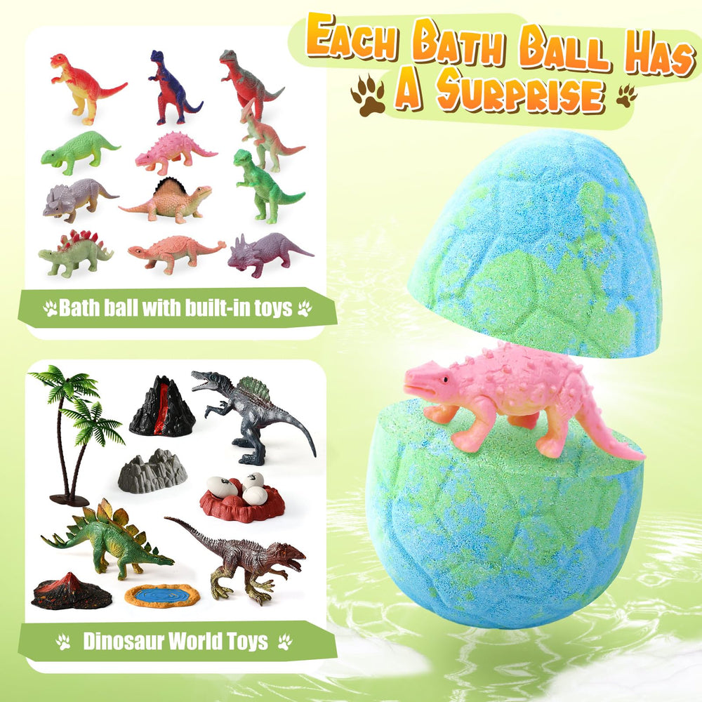 Golray bath bombs hide a surprise dinosaur toy inside for imaginative play.