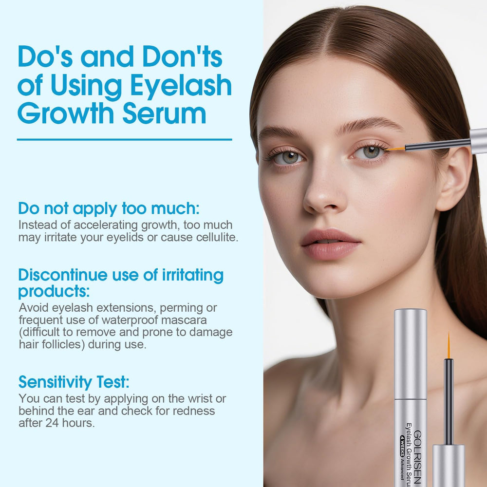 Golrisen formula with hyaluronic acid highlighted as nourishing lash care.