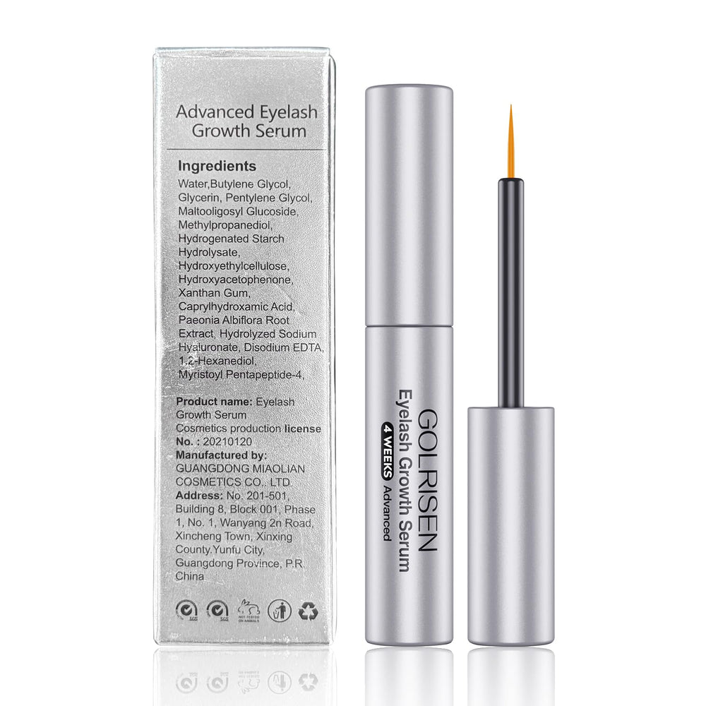 Golrisen long-term-use visuals show gradual lash improvement.