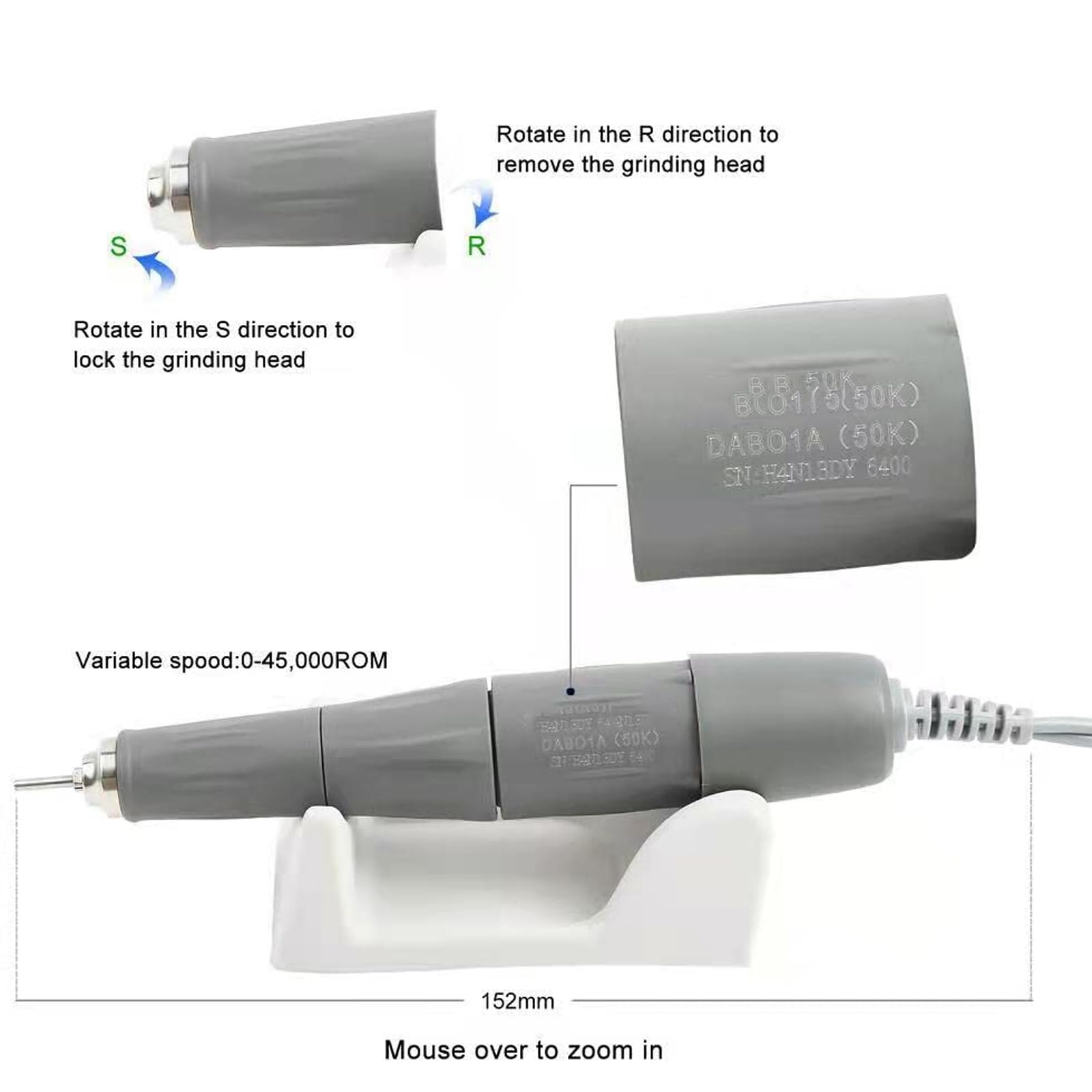 Goluao Nail Drill-210 foot pedal enables hands-free speed control.