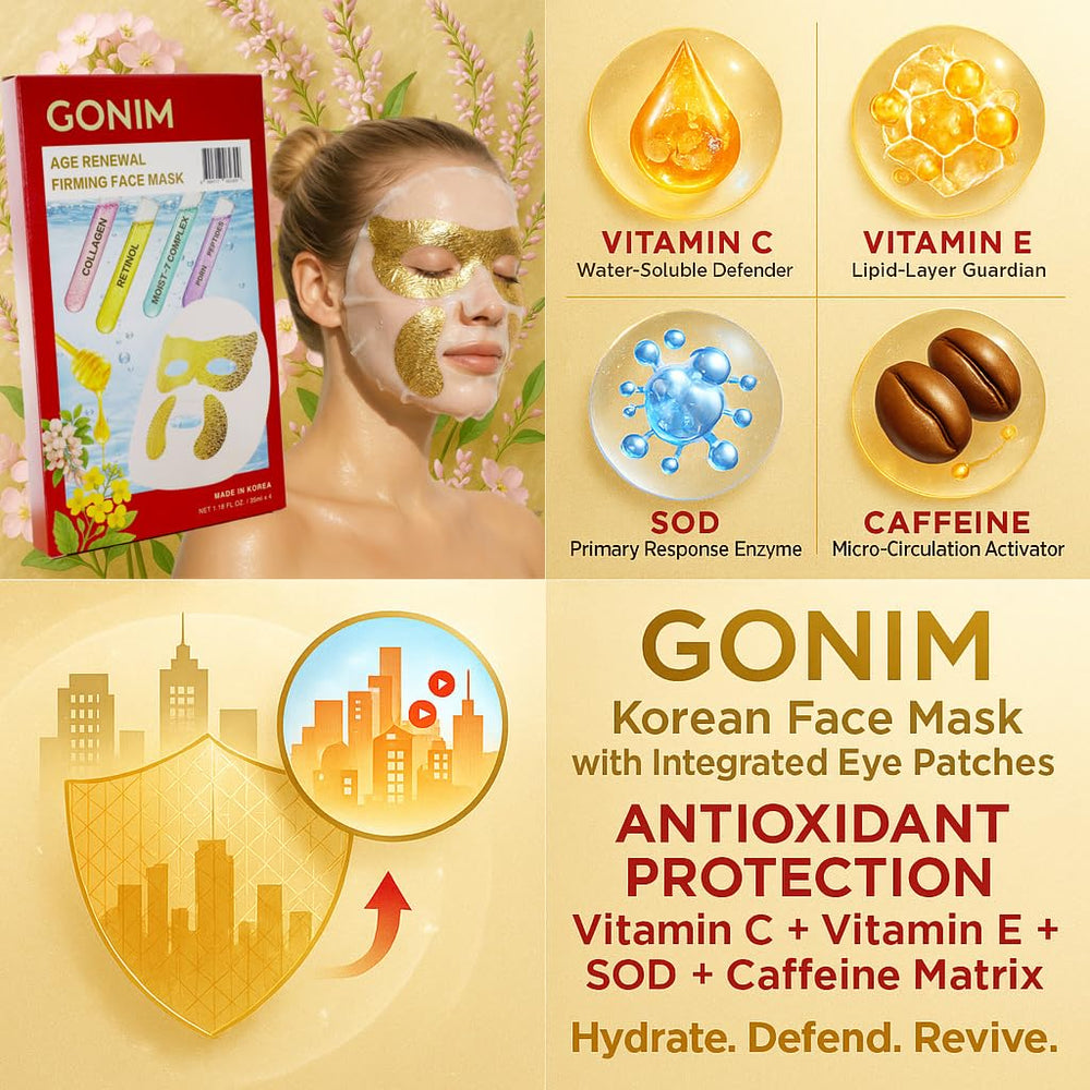 GONIM retinol-peptides formula brightens and supports collagen synthesis.