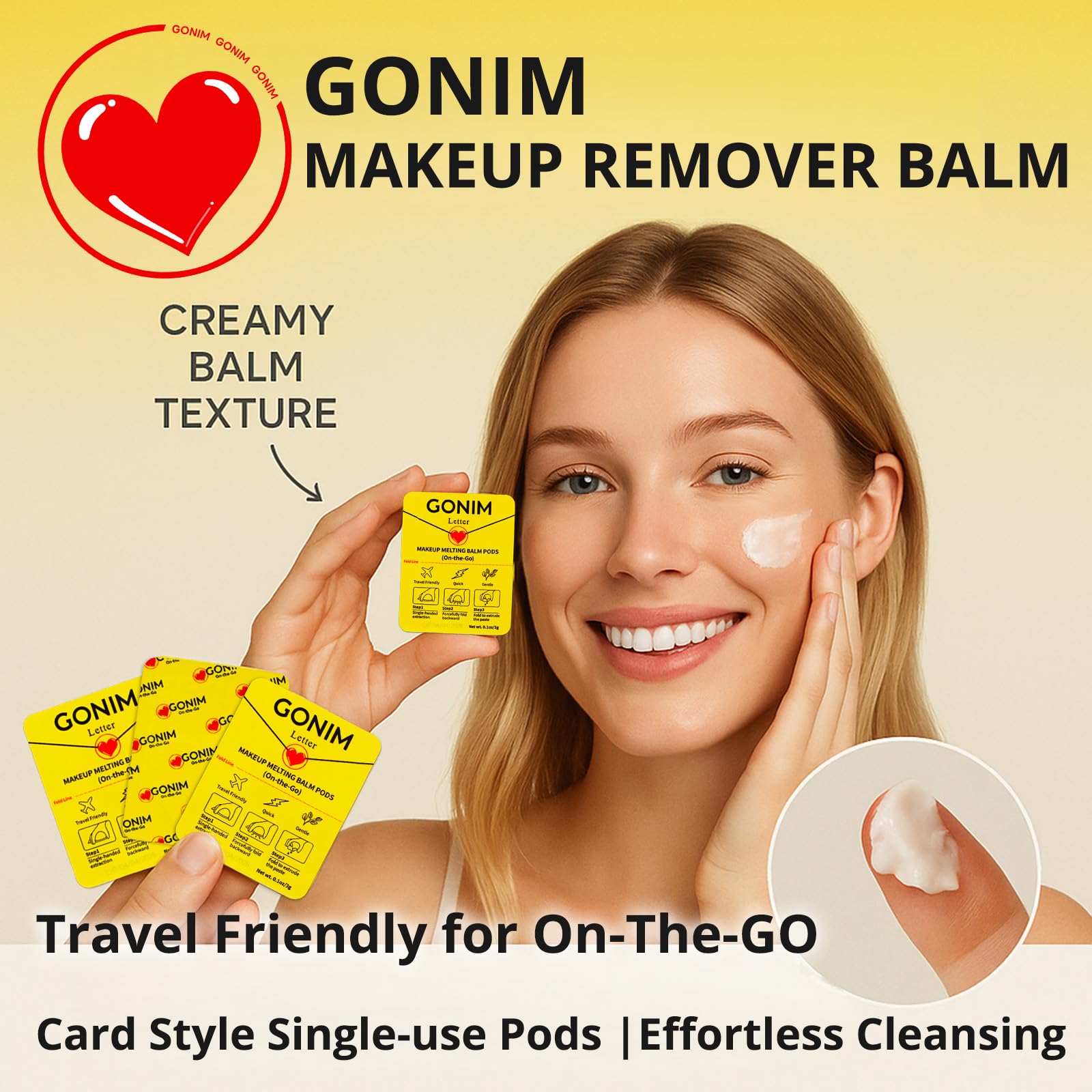 GONIM travel-size cleansing pods ideal for quick refresh after workouts and flights.