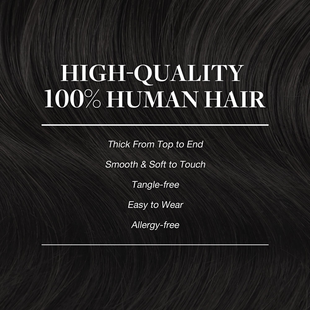 Natural black GOO GOO 1B clip-in extensions for seamless color match.