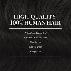 Natural black GOO GOO 1B clip-in extensions for seamless color match.