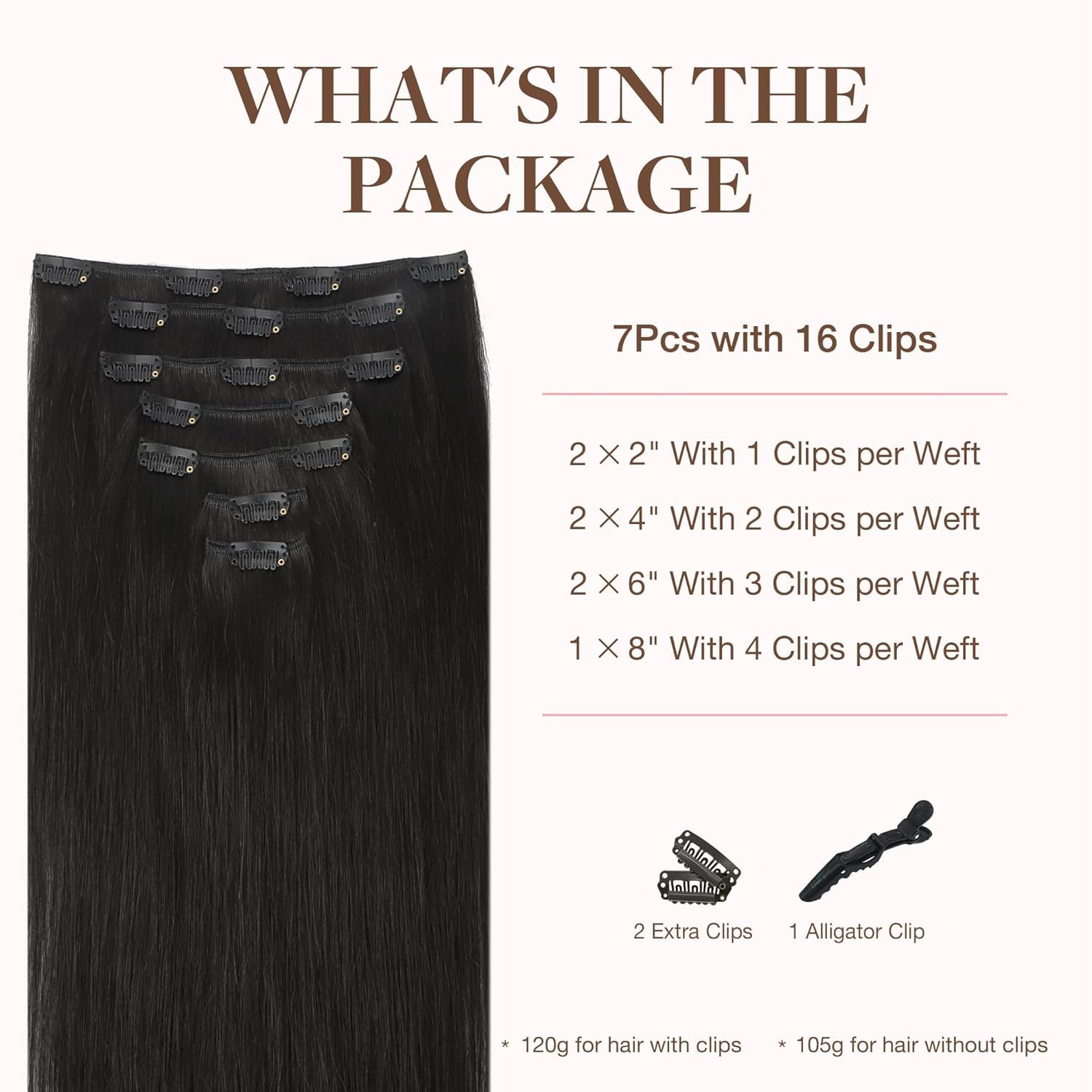 Closeup of seamless GOO GOO clip-in extensions for discreet attachment.