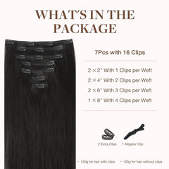 Closeup of seamless GOO GOO clip-in extensions for discreet attachment.